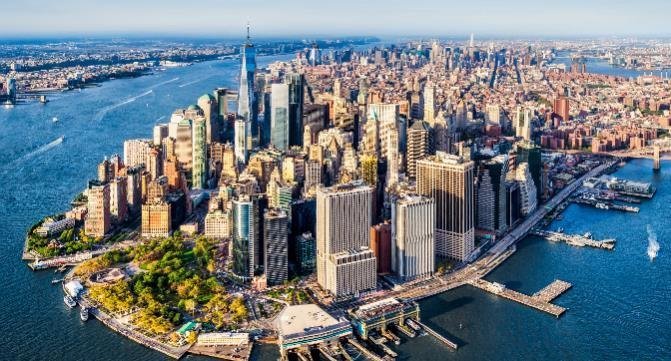 Toàn cảnh trung tâm tài chính Manhattan New York nhìn từ trên cao